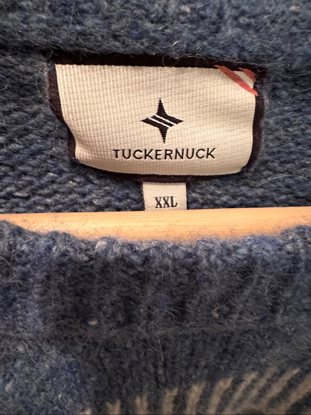 Tuckernuck Blue and Cream Geometric Crewneck Sweater - Picture 3 of 4